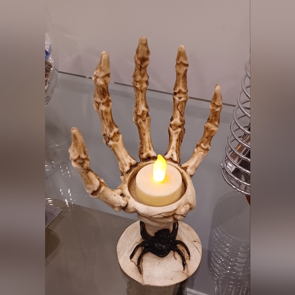 Other - Ceramic Skelton hand tealight candle holder